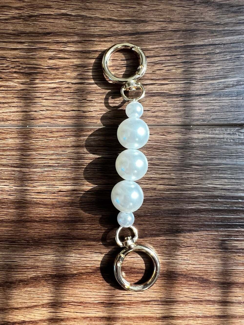 Artificial Pearl Purse Strap Extender with Gold Metal Buckles Bag Charm